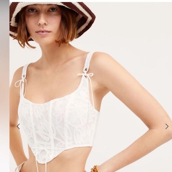 For Love & Lemons Maureen Top in White NWT - Picture 2 of 16